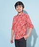 CRIMSOUNE CLUB Full Sleeves Beach Theme Printed Shirt - Red