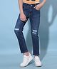 CRIMSOUNE CLUB Cotton Mild Distressed Jeans -   Blue