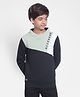 CRIMSOUNE CLUB Full Sleeves Accessor Text Printed Colour Blocked Sweatshirt - Green