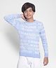 CRIMSOUNE CLUB Full Sleeves Brand Name Printed Sweater - Blue