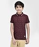 CRIMSOUNE CLUB Half Sleeves Sports Theme Printed Polo Tee - Wine