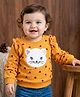 Babyoye Cotton Knit full Sleeves Pullover Sweatshirt With Kitty Patch & Frill Detailing - Orange