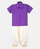 THANGAMAGAN Half Sleeves Solid Shirt & Dhoti Set - Lavender