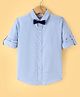 JASH KIDS Cotton Woven Full Sleeves Polka Dots Printed Shirt with Bow - Blue