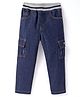 JASH KIDS Knit Full Length Solid Denim Jeans - Navy Blue