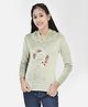 CRIMSOUNE CLUB Full Sleeves Floral & Time Is Now Text Printed Sweatshirt - Olive