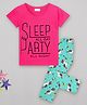 Sheer Love Cotton Jersey Knit Half Sleeves Sleep All Day Party All Night Text & Unicorns Printed Night Suit - Fuschia