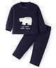 Kanvin Fleece Woven Full Sleeves Winter Wear Set With Polar Bear Patch - Navy Blue