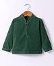 Kanvin Fleece Woven Full Sleeves Solid Colour Sweatjacket - Green