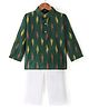 JAV Creations Full Sleeves Ikat Printed Kurta With  Pyjama - Green