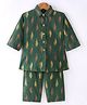 JAV Creations Three Fourth Sleeves Ikat Designed Kurta & Pant Set  - Green