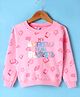 Smarty Girls Cotton Knit Full Sleeves Sweatshirt with Holographic Text Print - Pink
