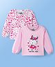 Doodle Poodle 100% Cotton Knit Full Sleeves Heart & Kitty Print Tops Pack of 2 - White & Pink