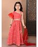 Superminis One Shoulder Lace Embellished & Leheriya Printed Coordinating Lehenga Choli With Dupatta Set - Red