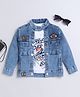 Ministitch Denim Full Sleeves Solid Jacket With Extreme Rider Printed T-Shirt - Light Blue
