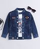 Ministitch Denim Full Sleeves Solid Jacket With Extreme Rider Printed T-Shirt - Dark Blue