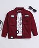 Ministitch Denim Full Sleeves Solid Jacket With Born To Be Awesome Text Printed T-Shirt - Maroon
