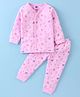 Simply Interlock Knit Full Sleeves Night Suit with Animal Print - Pink