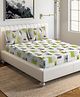 DDecor White & Green Printed 136 TC Double Bedsheet With 2 Pillow Covers