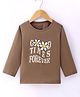 Lazy Bones Sinker Knit Full Sleeves T-Shirt with Floral Print - Light Brown