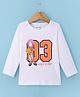 Lazy Bones Sinker Knit Full Sleeves T-Shirt with Number Print - White