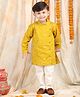 Polka Tots Full Sleeves Floral Embroidered Kurta Pyjama Set - Yellow