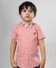 Polka Tots Half Sleeves Solid Shirt With Bow - Pink