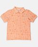 SpyBy Half Sleeves Stars & Geometric Printed Polo Tee - Orange