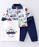 Mom's pet Full Sleeves Cars Printed Tee With Pant & Jacket - Navy Blue