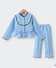 Kookie Kids Full Sleeves Top & Pant Party Set - Light Blue
