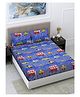 FABINALIV Blue Cartoon Print 300 TC Cotton Blend King Size Double Bedsheet with 2 Pillow Covers