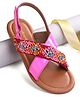 Pine Kids Velcro Closure Sandals with Beads Design - Fuchsia