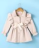 Kookie Kids Full Peasant Sleeves Frock With Bow Applique - Khaki