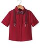 Robo Fry Cotton Woven Full Sleeves Solid Colour Party Shirt with Bow & Suspender - Maroon
