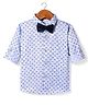 Robo Fry  Woven Full Sleeves Printed Party Shirt with Bow - Light Blue