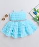 Many frocks & Net Sleeveless Pleated Layered Dress - Blue