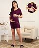 Zelena Viscose Half Sleeves Extra Stretchable Solid Top & Shorts Set - Burgundy