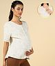 Zelena Women 100% Cotton Half Sleeves Polka Dots Printed Zipless Feeding Maternity Printed Tops - Off White