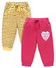 Doodle Poodle Single Jersey Knit Full Length Lounge Pant with Heart & Text Print Pack of 2 - Pink & Yellow