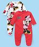 Babyhug Disney Cotton Knit Full Sleeves Sleep Suits With Minnie Mouse Graphics Pack Of 2 - Red & White