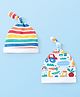 Babyhug 100% Cotton Interlock Knit Striped Caps With Knot Detailing Pack of 2 - Multicolor