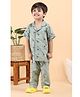 Polka Tots Cotton Woven Half Sleeves Zebra Printed  Nightsuit  - Olive Green