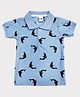 Kiwi 100% Cotton Half Sleeves Dolphins Printed Polo Tee - Sky Blue
