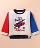 ToffyHouse Fleece Knit Full Sleeves Winter Sweatshirt with Text Print - White Blue & Red
