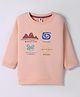 ToffyHouse Fleece Knitted Text Printed Full Sleeves Winter Sweatshirt - Peach