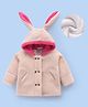 Kookie Kids Full Raglan Sleeves Hooded Fur Winter Jacket with Bunny Applique - Tan