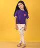 Anthrilo Half Sleeves Heart Printed Top With Unicorns Printed Leggings - Purple & Pink