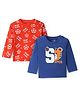 Doodle Poodle 100% Cotton Single Jersey Full Sleeves T-Shirt with Text & Animal Print Pack of 2 - Red & Blue