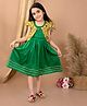 Kinder Kids Lace Embellished Dress With Frill Sleeves Floral Printed Jacket - Green & Yellow