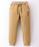 Olio Kids Cotton Knit Full Length Lounge Pant with Text Print - Khaki